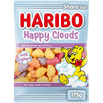 Nuvole felici Haribo - zucchero in schiuma con gusto di frutta, 175g