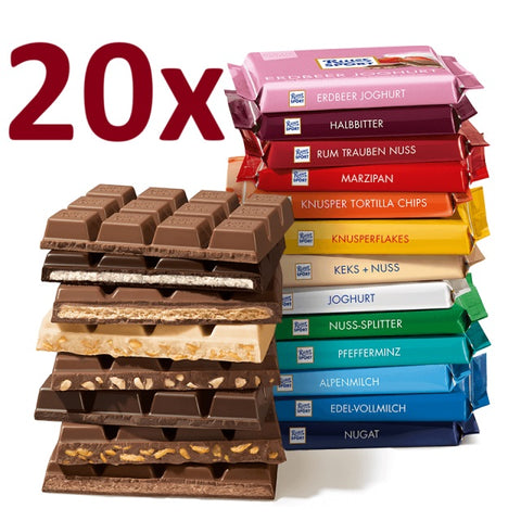 Ritter Sport Tafeln im XXL-Überraschungspaket - 20 Tafeln á 100g, 2kg