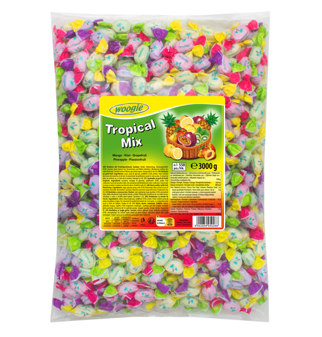 Woogie Bonbons mélange tropical, bonbons mélangés avec goût de fruits, 3kg