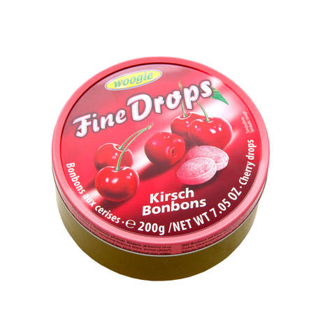 Woogie Fine Drops - Hartkaramellen Bonbons mit Kirschgeschmack, 200g