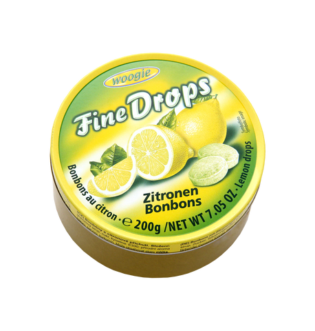 Woogie Fine Drops - Hartkaramellen Bonbons mit Zitronengeschmack, 200g