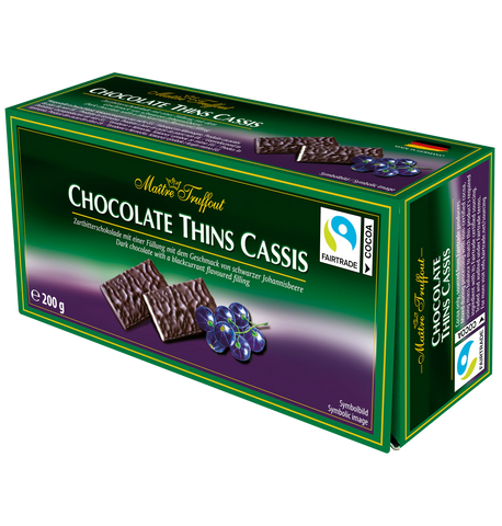 Chocolate Thins Cassis - Daring bitter Telchen Black currant, 200g