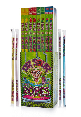 Dr. Sour Ropes - bandes à mâcher acidulées diverses variétés fruitées Halal, 40g date de péremption