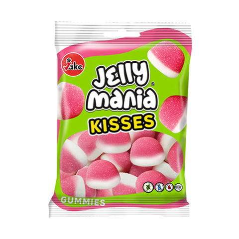 Jake Kisses Halal - délicieux baisers de gomme aux fruits en mousse sucrée, 100g