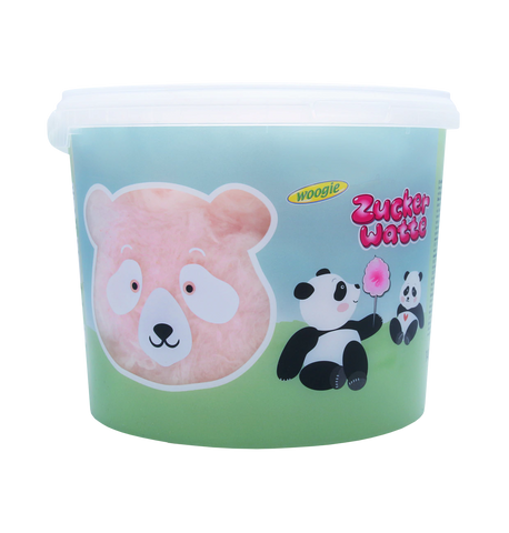 Woogie Popping Cotton Candy - Panda Zuckerwatte im 3l-Eimer mit Erdbeergeschmack, 140g