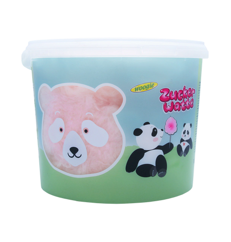 Woogie popping Cotton Candy - Panda Cotton Candy en seaux 3L avec goût de fraise, 140g