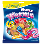Woogie Sughed Gelatine Glowworm Acid Worms, 250g