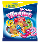 Woogie sugared gelatine glowworm acid worms, 250g