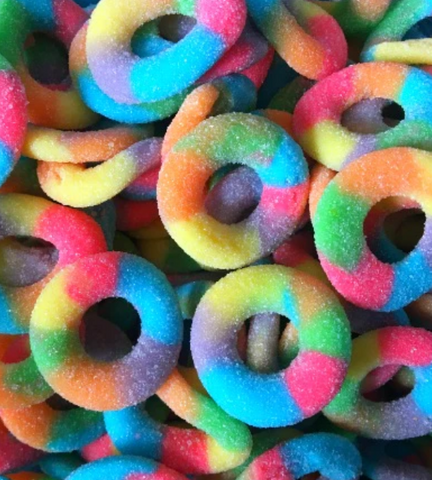 DP Sugared Rainbow Rings Halal fruit rubber, 1000g