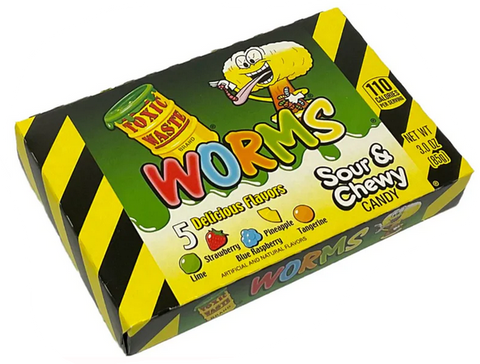 Toxic Waste Theatre Box Worms -  saure Fruchtgummiwürmer, 85g