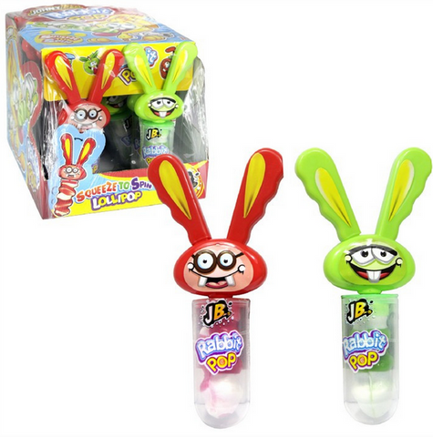 Johny Bee Rabbit Pop, divertente coniglio Lollie con orecchie oscillanti, 23g