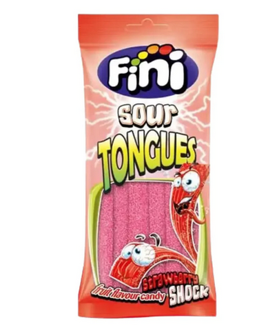 Fini Strawberry Tongues, acidic fruit rubber tires halal, 75g