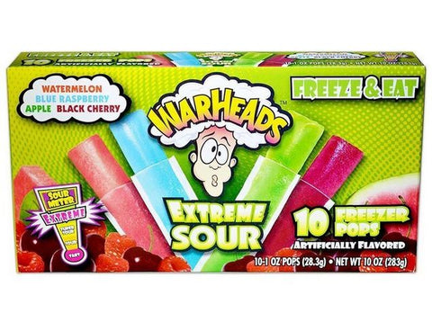 Warheads Extreme Sour Freezer Pops - 10x Wassereis Tüten sauer Fruchtmix, 283.5g