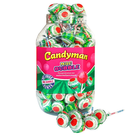 Lecca lecca di anguria Candyman con gomma da masticare, 100 pezzi