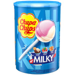 Chupa Chups Sucette laiteuse avec caramel, crème aux fraises et vanille de cacao, 100