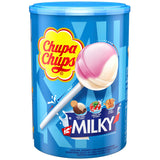 Chupa Chups Lollipop MILKY mit Karamell, Erdbeer-Sahne und Kakao-Vanille, 100er