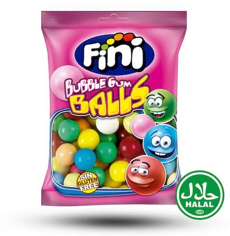 Fini Bubble Gum Balls Halal - boules de chewing-gum colorées et fruitées, 75g