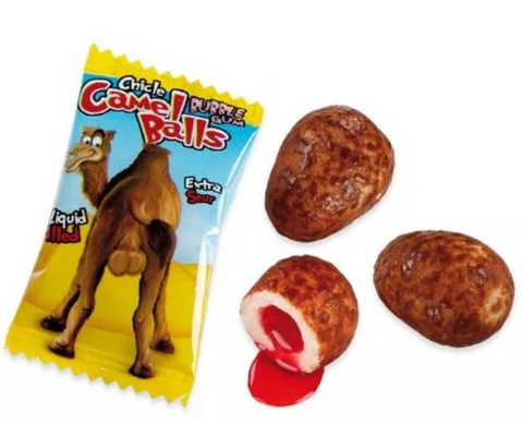 Fini Camel Balls extra sour Bubble Gum - saurer Kaugummi mit flüssigem Kern Kirschgeschmack, 5g