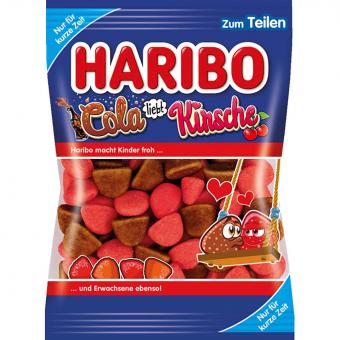 Haribo Cola liebt Kirsche - gezuckerte Schaumzuckervariante mit Kirsch- und Colageschmack, 175g
