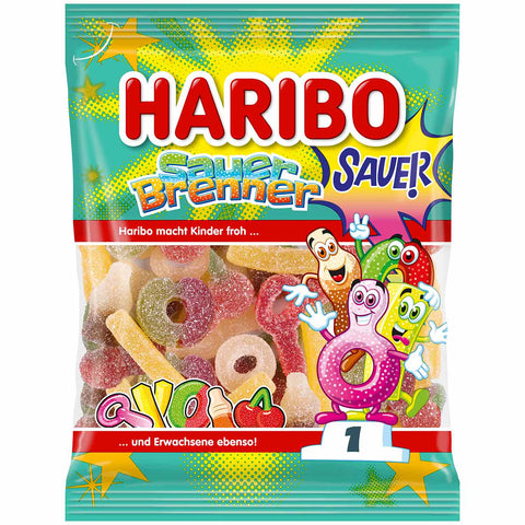 Haribo Sauer Brenner - all fruit gum classics in one bag as a sour, sugared version, 160g