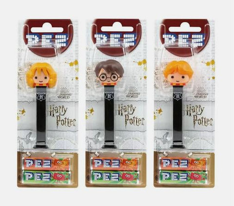 Pez Spender Harry Potter, various characters, including 2x Pez candies, 2x 8.5g