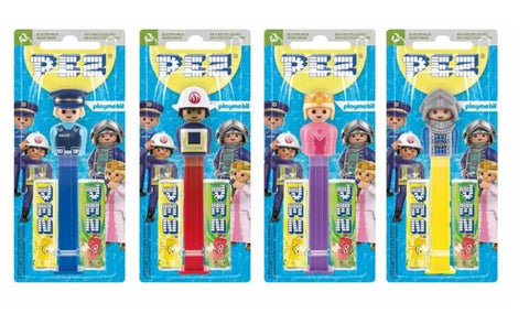 Distributeur Pez - Playmobil, personnages divers, dont 2x bonbons PEZ, 2x 8,5g