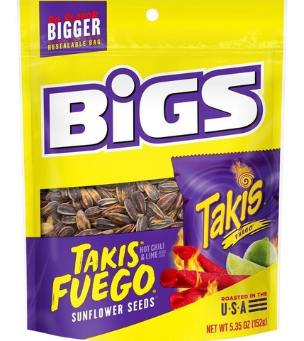 Bigs Takis Fuego Sunflower Seeds - Hot Chili and Lime, Mexican Hot, 152g