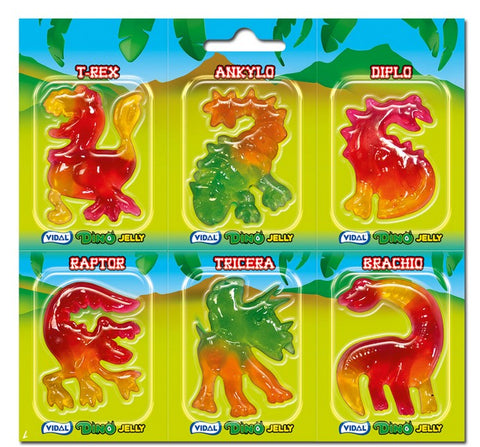 Vidal Dino Jelly - dinosaure gomme aux fruits sucrés et fruités, 6x11g