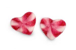DP SUGARED Strawberry Twist Heart Haral Halal Fruit Bashing Heart, 1000g