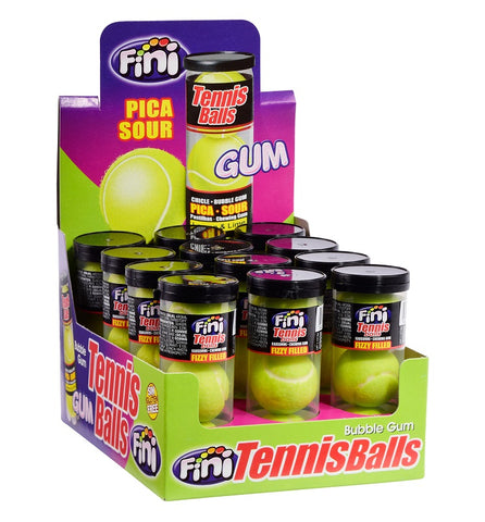 Balles de tennis Fini Giant Sour - chewing-gum aigre XL avec noyau liquide, 45g