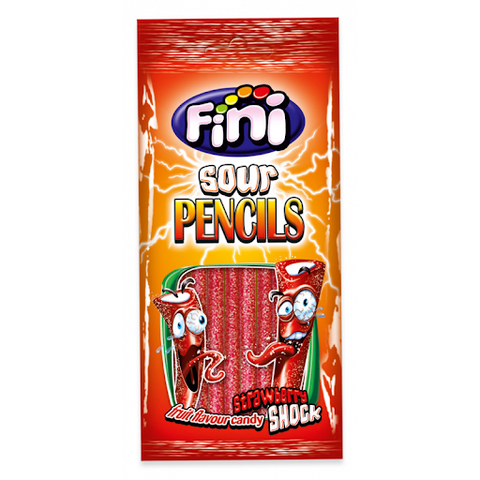 FINI SOUR Strawberry Pencils Halal Saures fruit rubber, 75g