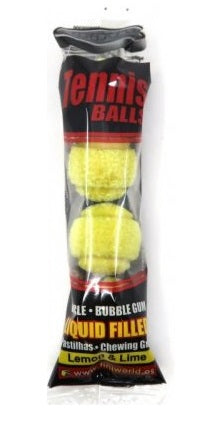 Fini Tennis Balls - tennis ball chewing gum lemon & lime liquid filling, pack of 4