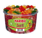 Haribo Bärli, 150 Stück - grosse, fruchtig bunte Fruchtgummi-Bärli in der grossen Runddose, 1200g