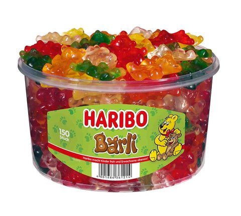 Haribo Bears, 150 pieces - large, fruity, colorful fruit gum bears in a large round tin, 1200g
