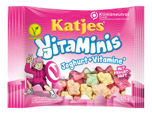 Katjes VitaMinis - différents types de gommes aux fruits et gommes au yaourt, petits fruits végétariens 175g