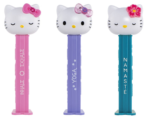 Pez dispenser Hello Kitty Yoga, various colors, including 2x PEZ candies, 2x 8.5g