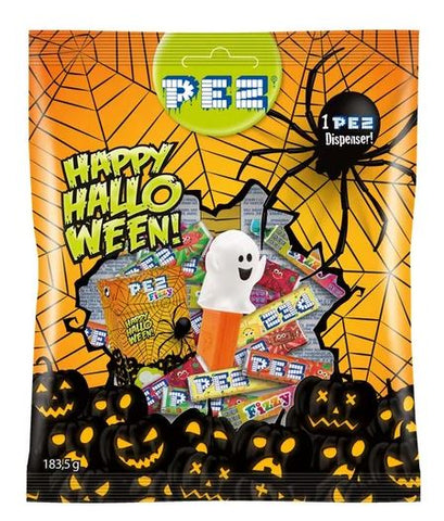 PEZ Halloween bag - with various sweets and a PEZ dispenser