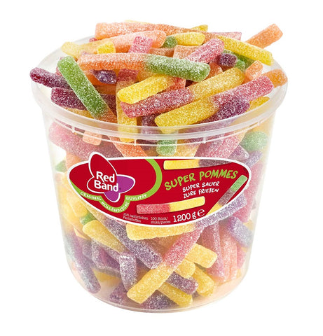 Red Band Fries - super sour, sugared fruit gum, 100 pieces - 1200g