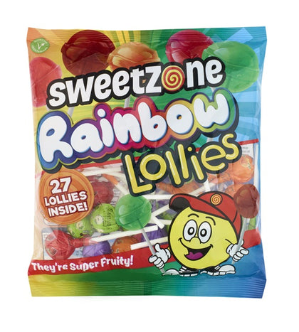 Sweetzone Rainbow Lollies - Sachet rempli de sucettes fruitées colorées, 27 pièces