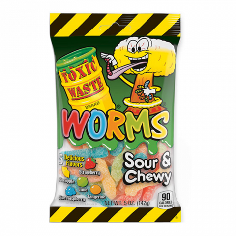Toxic waste Worms Sour & Chewy - acidic fruit gum, 142g