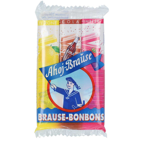 Ahoj fizzy candies - delicious candy sticks with lemon, raspberry and cola flavor, 69g