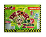 Dr. Sour Dip 2 Lick - sweet lollipop with two extremely sour effervescent powders (lime and strawberry), 18g