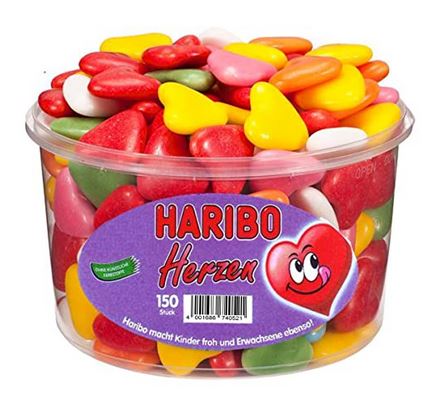 Haribo Bunte Herzen - fruchtige Fruchtgummi-Dragees in Herzform mit 5 Geschmacksvarianten, 150 Stück