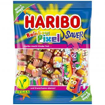 Haribo Rainbow Pixel sour - gomma da masticare alla frutta acida zuccherata a forma di pixel, 160 g