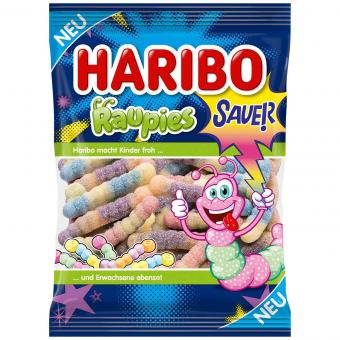 Haribo Raupies sour - sugared, sour fruit gum in a caterpillar look, 160g