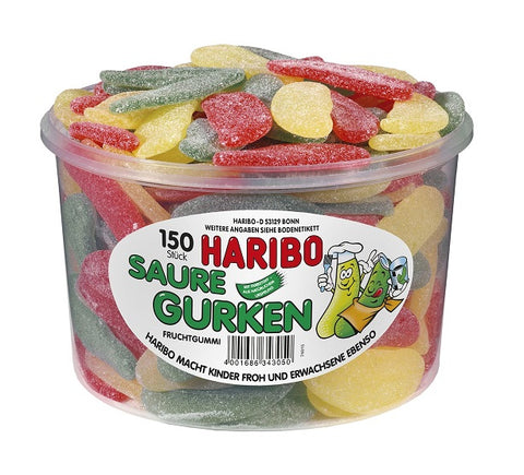 Haribo concombres aigres - gommes aux fruits, 150 pièces