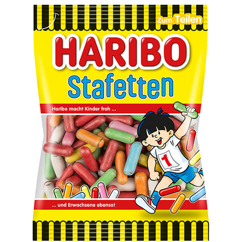 Haribo Stafetten - buntes, süsses Fruchtgummi-Lakritz-Dragees mit 5 Geschmacksrichtungen, 175g