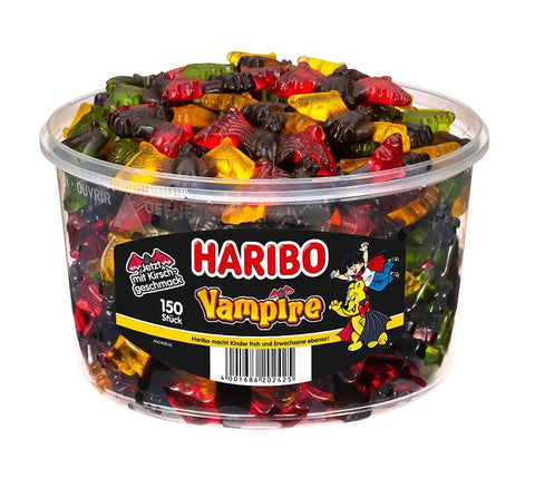 Haribo Vampire - colorful fruit gum licorice bats in a can, 150 pieces