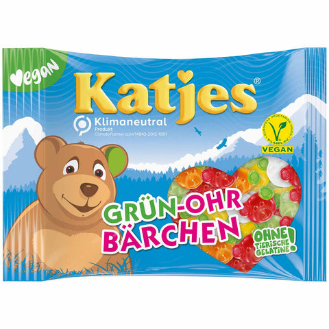 Katjes Grün-Ohr Bärchen - MHD 11/23 veganes, fruchtiges Fruchtgummi, fruchtig, süßer Bärchenspass, 200g